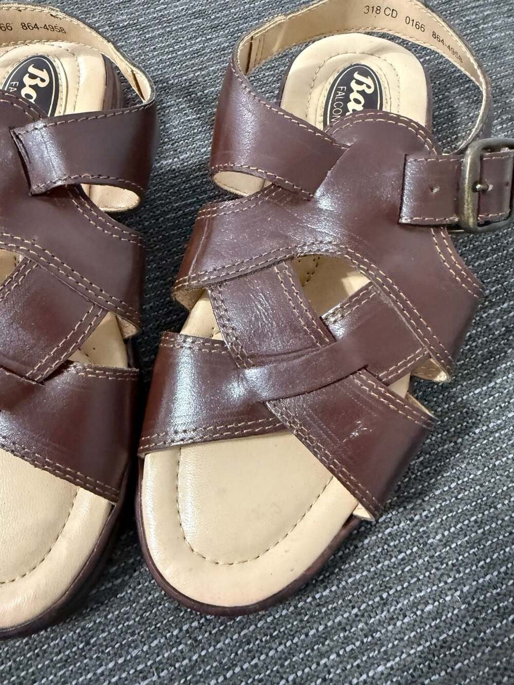 Bata Falcon Brown Leather Strappy Sandals